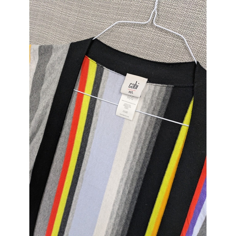 Cabi 5990 Womens M/L Multicolor Striped Cotton Poncho Cardigan Open Front Wrap